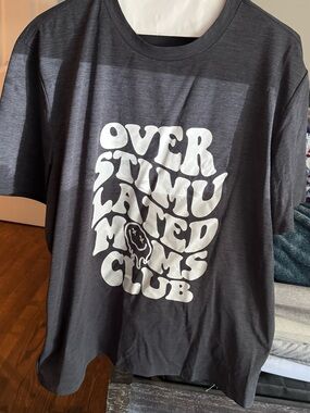 Overstimulated Moms Club Graphic Tee - Charcoal